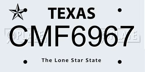 CMF6967 Texas License Plate