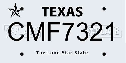 CMF7321 Texas License Plate