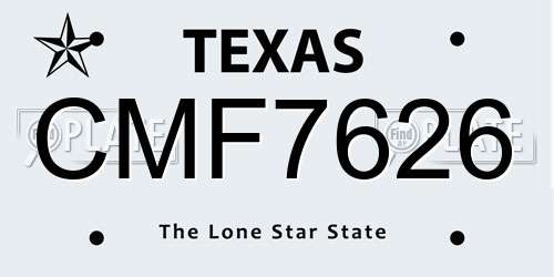 CMF7626 Texas License Plate