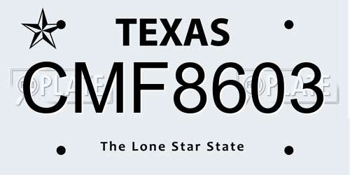 CMF8603 Texas License Plate