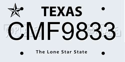 CMF9833 Texas License Plate