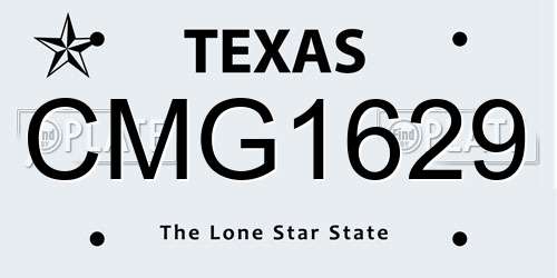 CMG1629 Texas License Plate