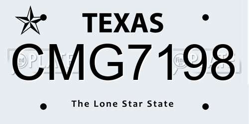 CMG7198 Texas License Plate