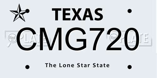 CMG720 Texas License Plate