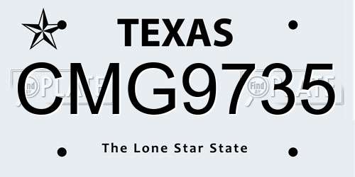 CMG9735 Texas License Plate