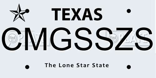 CMGSSZS Texas License Plate