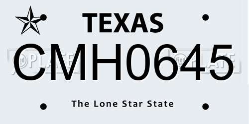 CMH0645 Texas License Plate