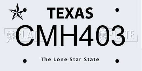 CMH403 Texas License Plate