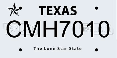 CMH7010 Texas License Plate