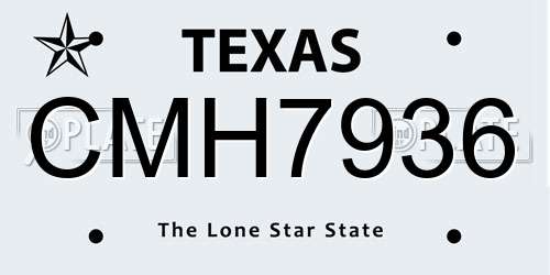 CMH7936 Texas License Plate