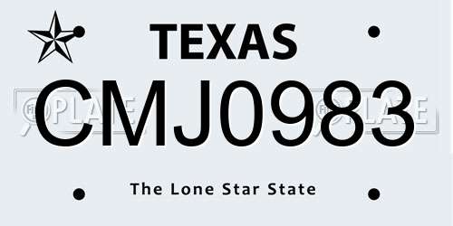 CMJ0983 Texas License Plate