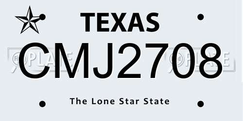 CMJ2708 Texas License Plate