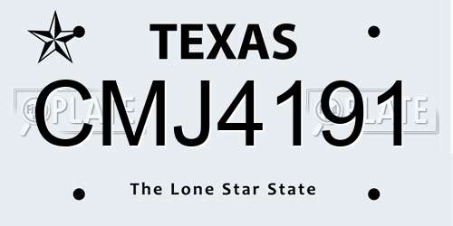 CMJ4191 Texas License Plate