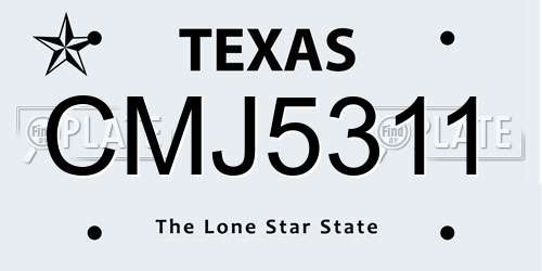 CMJ5311 Texas License Plate