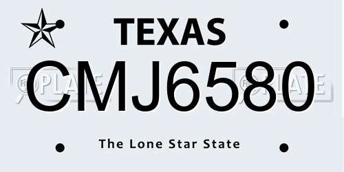 CMJ6580 Texas License Plate