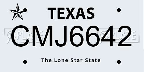 CMJ6642 Texas License Plate
