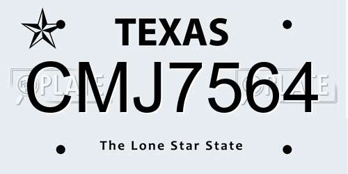 CMJ7564 Texas License Plate