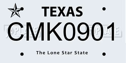 CMK0901 Texas License Plate