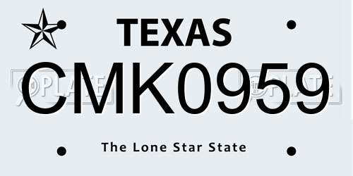 CMK0959 Texas License Plate