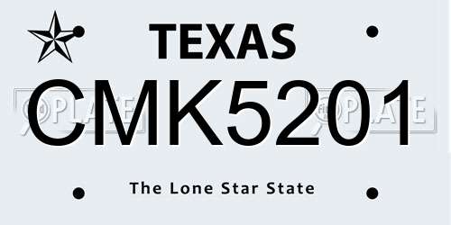CMK5201 Texas License Plate