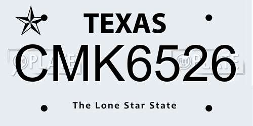 CMK6526 Texas License Plate