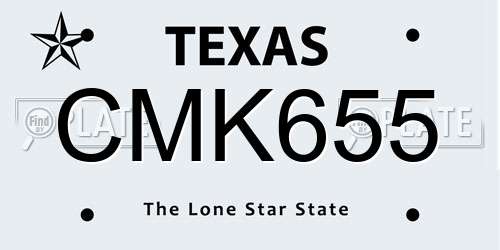 CMK655 Texas License Plate