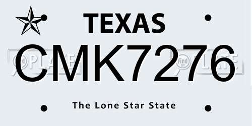 CMK7276 Texas License Plate