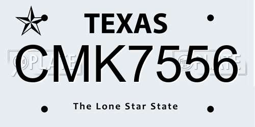 CMK7556 Texas License Plate