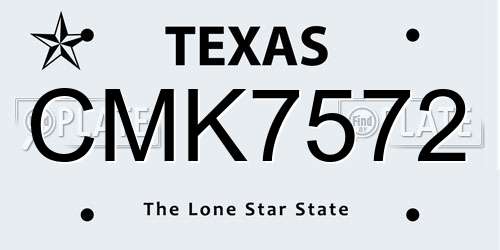 CMK7572 Texas License Plate