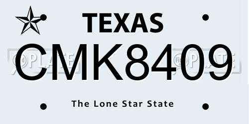 CMK8409 Texas License Plate