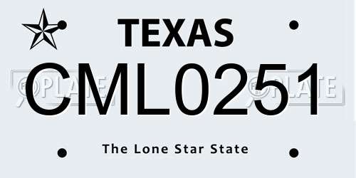 CML0251 Texas License Plate
