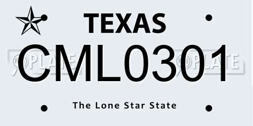 CML0301 Texas License Plate
