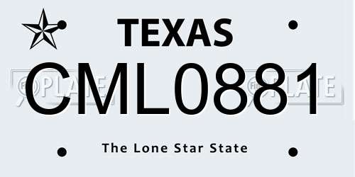 CML0881 Texas License Plate