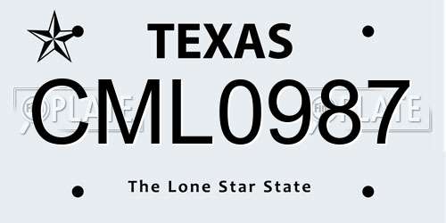 CML0987 Texas License Plate