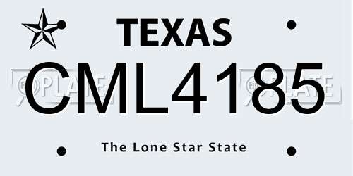 CML4185 Texas License Plate