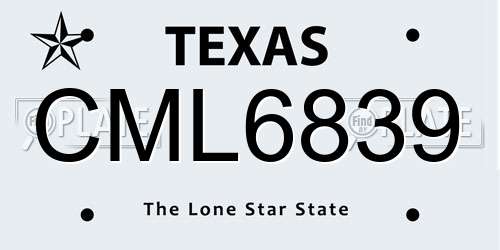CML6839 Texas License Plate