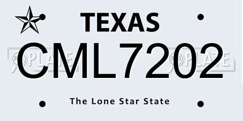 CML7202 Texas License Plate