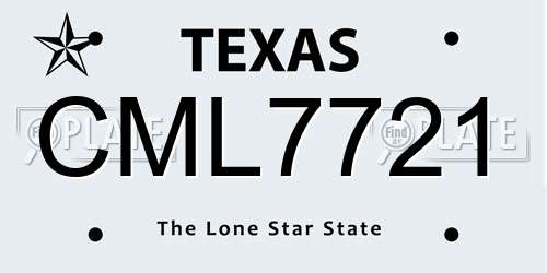 CML7721 Texas License Plate