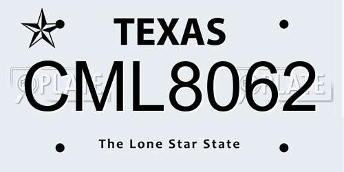 CML8062 Texas License Plate