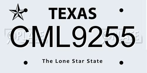 CML9255 Texas License Plate