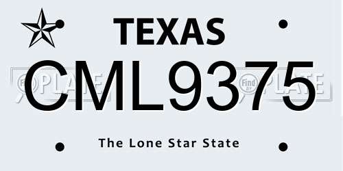 CML9375 Texas License Plate