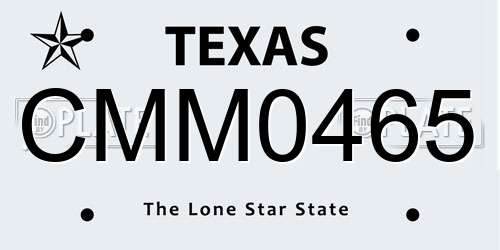CMM0465 Texas License Plate