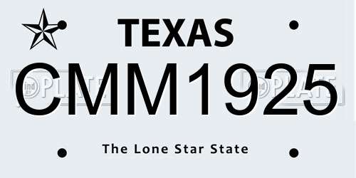 CMM1925 Texas License Plate