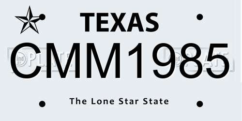 CMM1985 Texas License Plate