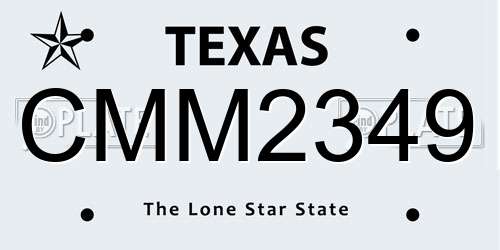 CMM2349 Texas License Plate
