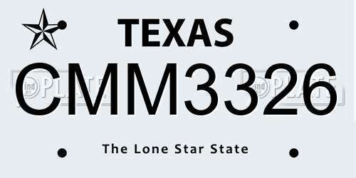 CMM3326 Texas License Plate