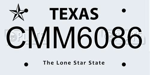 CMM6086 Texas License Plate