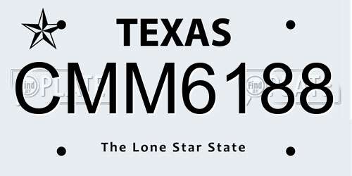 CMM6188 Texas License Plate