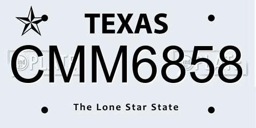 CMM6858 Texas License Plate