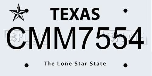 CMM7554 Texas License Plate